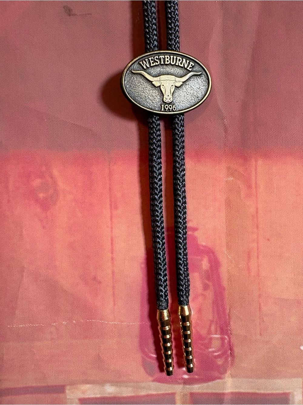 Vintage 1996 Westburne Longhorn Bolo Tie | Dark Blue Cord
